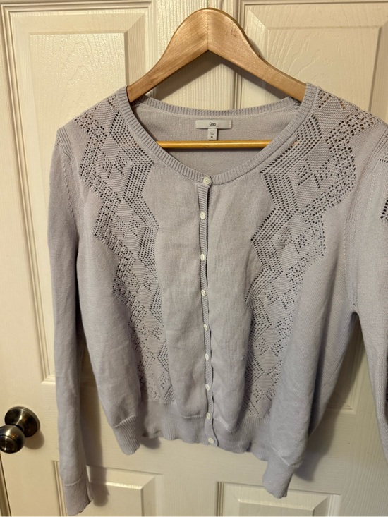 GAP Sweaters - GAP Women's light grey Openwork Button-Front Cardigan